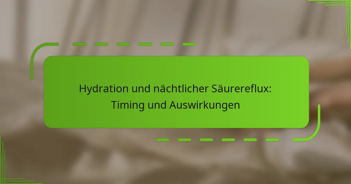 Hydration und nächtlicher Säurereflux: Timing und Auswirkungen